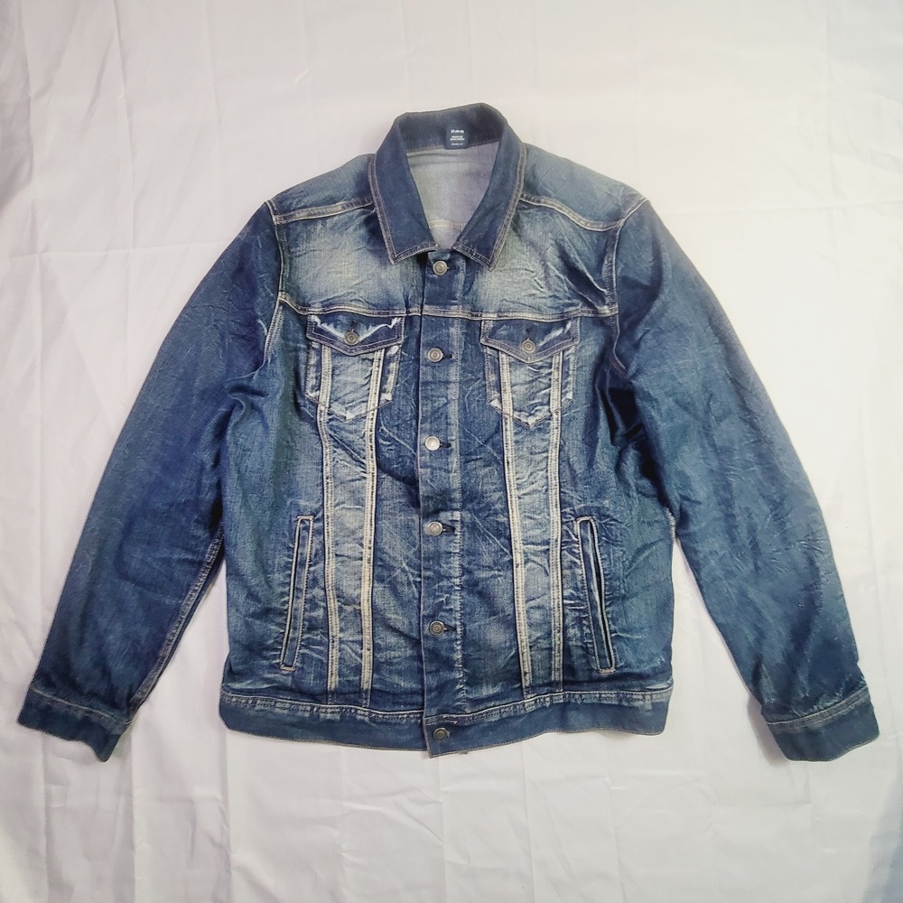 George‎ Mens Denim Trucker Jacket Size XL Blue Faded Jean Jacket K19